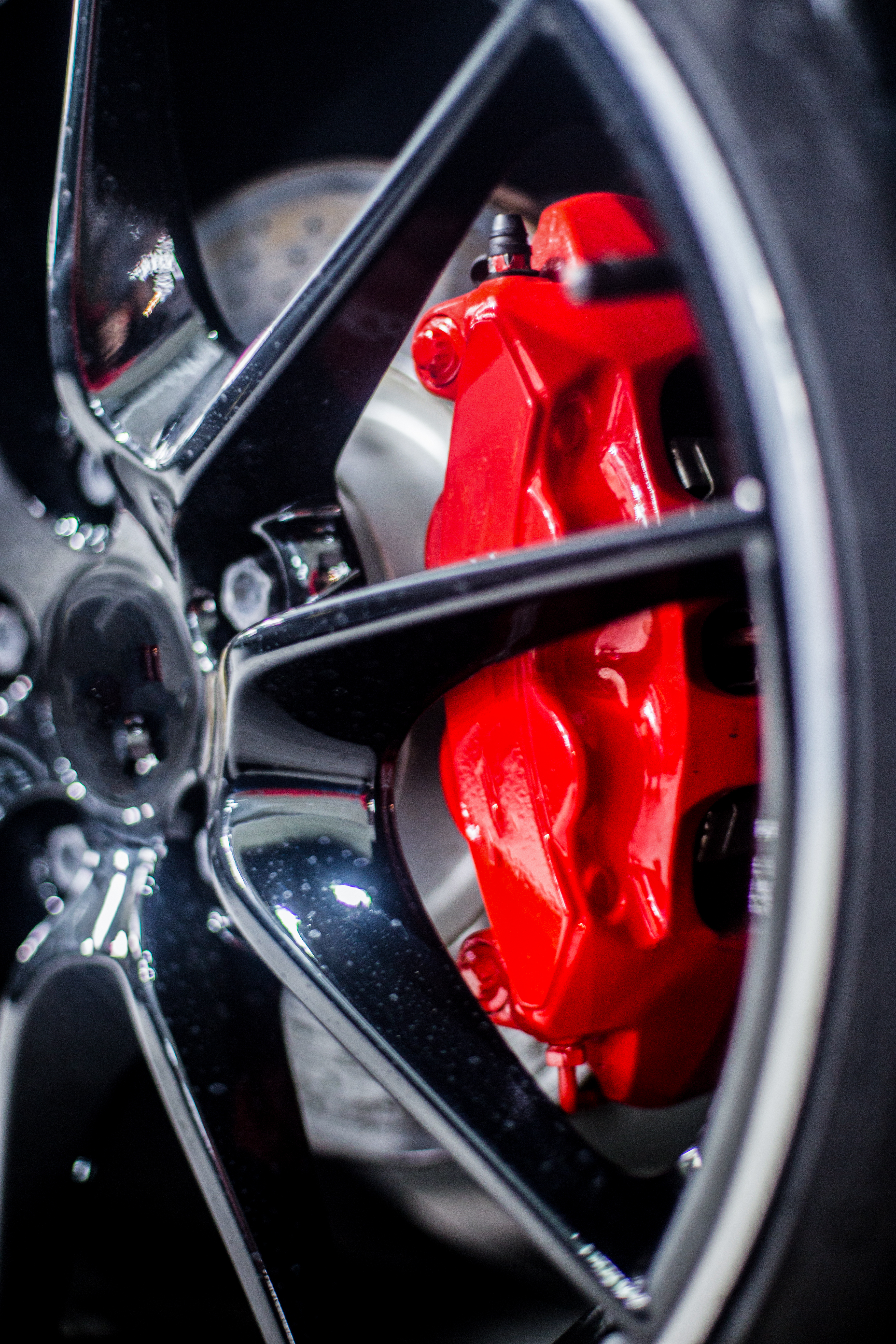 Red pads and wheel performance detail